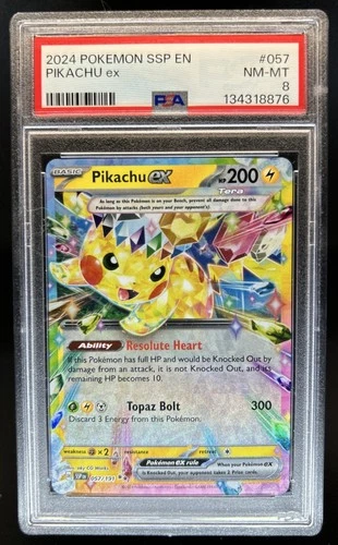 2024 Pokemon Surging Sparks Pikachu Ex #057/191 PSA 8