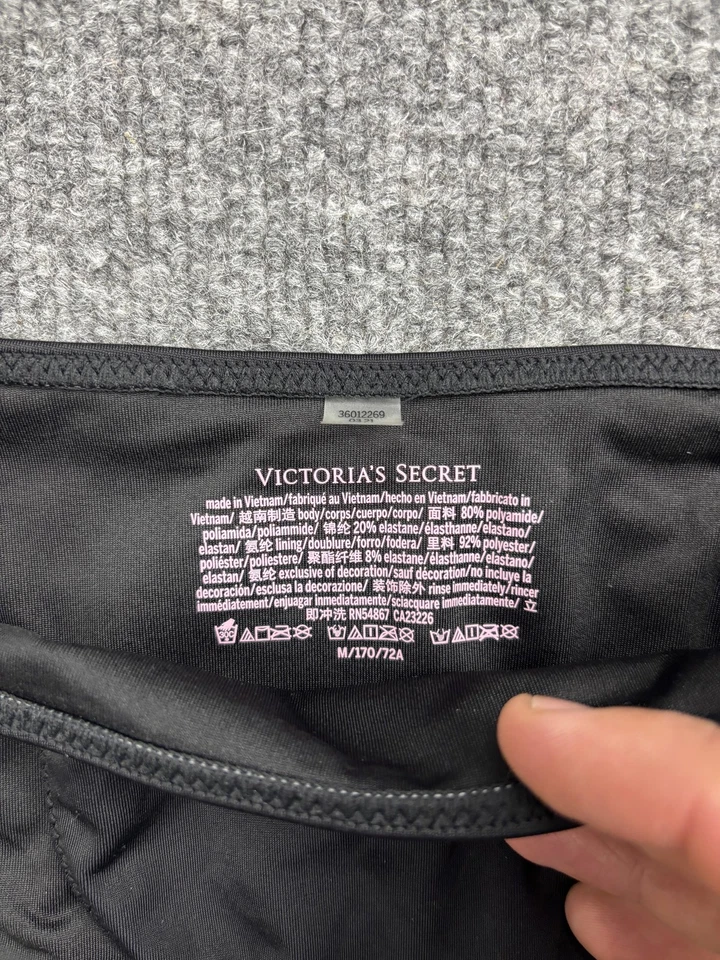 Traje de baño bikini Victorias Secret para mujer mediano negro triángulo parte superior inferior dorado V Foto 4 de 4