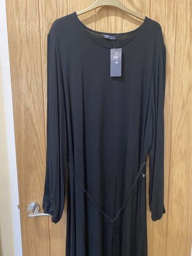 M&S Ladies Black Jersey Stretch Dress Size 24 L New With Tags Long Sleeves - Picture 5 of 5