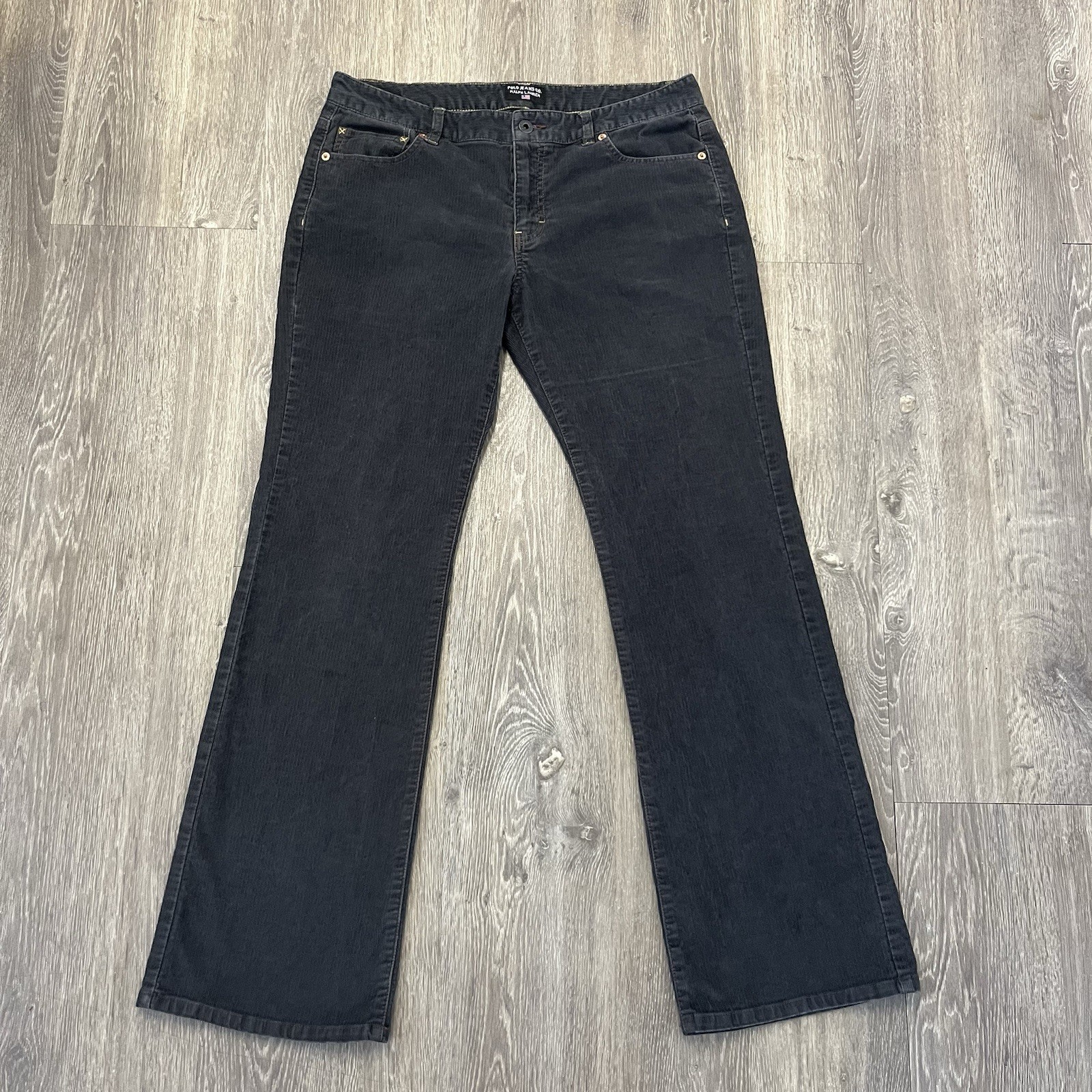 Polo Jeans Ralph Lauren Flared Corduroy Trousers Grey Y2K Cords Ladies UK 10 32L