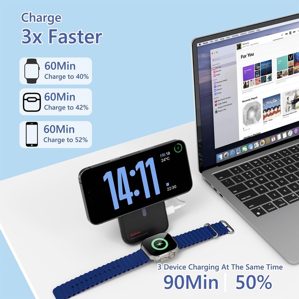 Alternate view of Magnetic Portable Charger,10000mah Foldable Wireless Power Bank For...