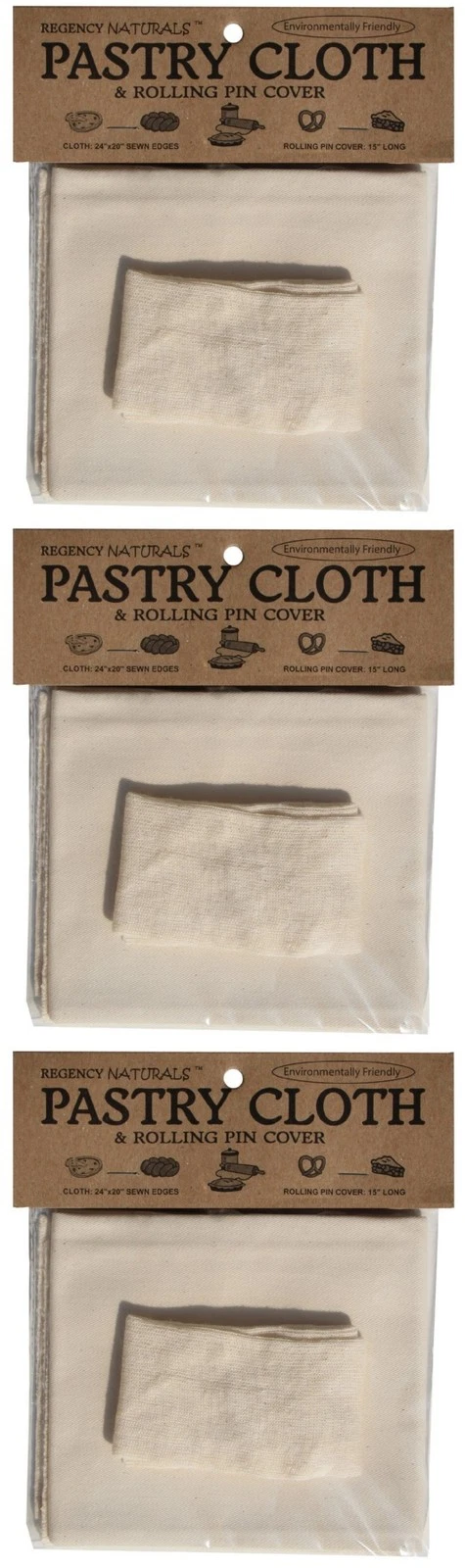 Regency Naturals 100% Cotton Pastry Cloth and Rolling Pin Cover (3-Pack)