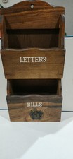 Vintage Wooden Mail Sorter Wall Mount Letters Bills Organizer Retro Mid Century