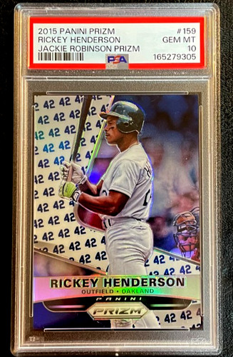 2015 Panini Prizm Jackie Robinson Prizm 159 Rickey Henderson PSA 10 #21/42 POP 1