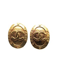 Chanel Coco Mark Oval Vintage Earrings Women Gold One Size