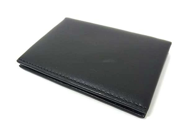 SAINT LAURENT Card Case Holder Business Card Pass Case Leather Black Italy thumbnail 2
