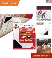 Rug Corner Grippers 4-Pack - Flattens Edges to Hold Rugs in Place - Impedes C...