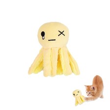 Andiker Octopus-Shaped Plush Toys with Crinkle Paper - Interactive Cat Yellow