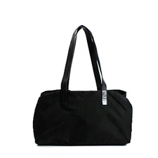 Prada Nylon Tote Bag Triangle Plate Shoulder Carry Black Nylon Leather Used B Ra