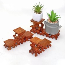 Retro Wooden Display Stand Pedestal Base for Teapot Vase Bonsai Decor