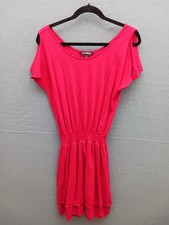Express Women's Dress Size M Hot Pink Cold Shoulder Smocked Casual