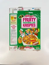 Vintage 1987 Kellogg's NEW Fruity Marshmallow Krispies Cereal Box Skittles Candy