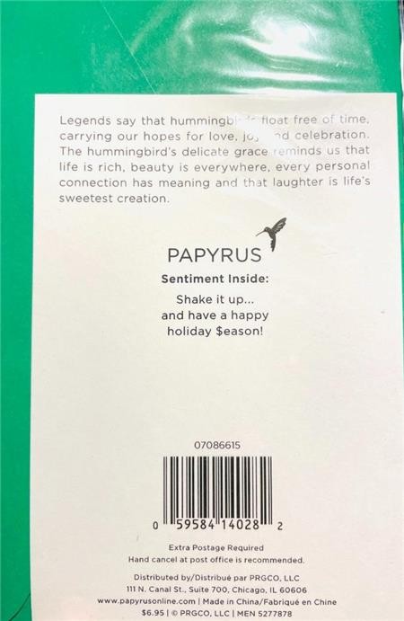 "Shake it Up!" SNOW GLOBE Funny Money Enclosure Christmas Card PAPYRUS