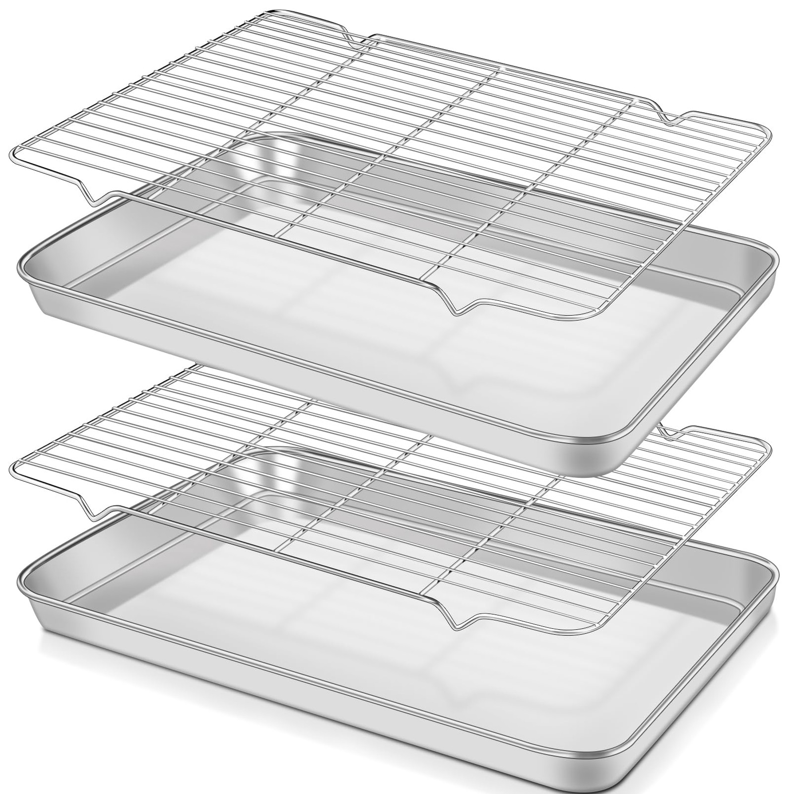 New Best Baking Sheet with Rack Set 2 Pans + 2 Racks Stainless Steel Cookie