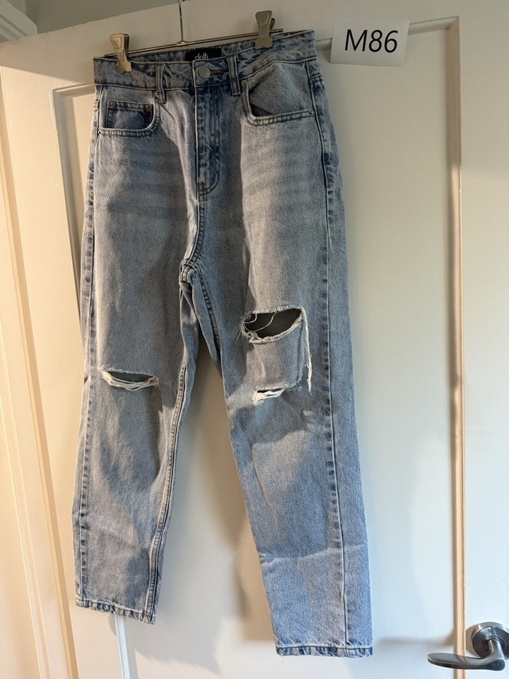 Dotti Size 10 Light Blue Faded Denim Jeans Ripped Straight 