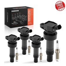 A-Premium 4 Ignition Coils Spark Plugs Black Hyundai Veloster Accent