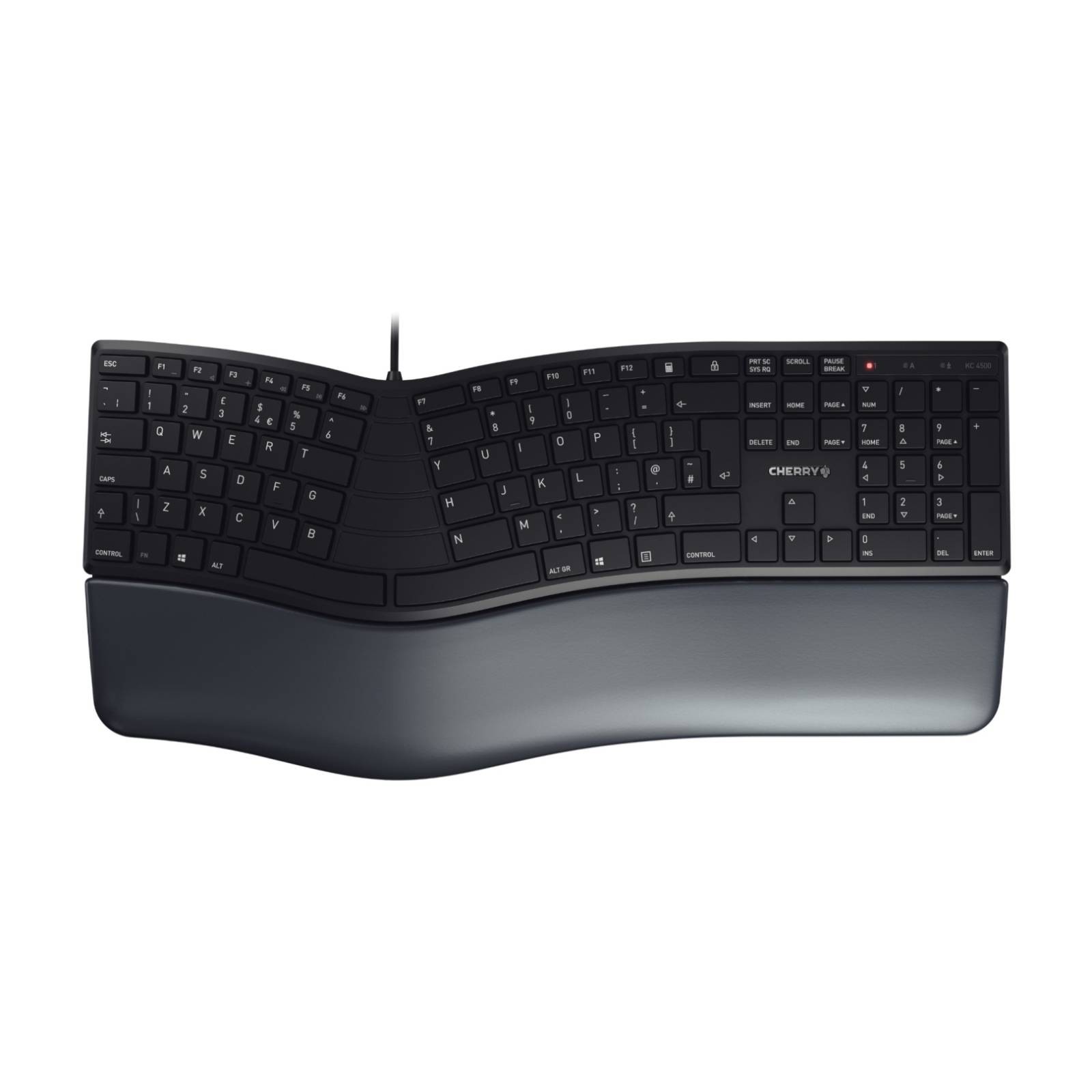 Cherry KC 4500 Ergo USB Wired Ergonomic Keyboard UK Black - Image 3
