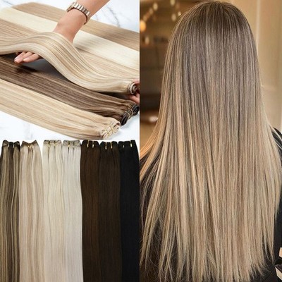 Weft Hair Extensions Thick Bundle Double Weft Sew-In Weave Real Remy Human Hair
