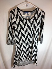 WOMENS ASTER BLACK WHITE POLY DRESS CAREER TRAVEL COMFORT STRETCH SIZE S 34"
