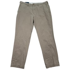 Polo Ralph Lauren Preston Pant Men 38x32 Khaki Tan Cotton Chino Trousers Classic