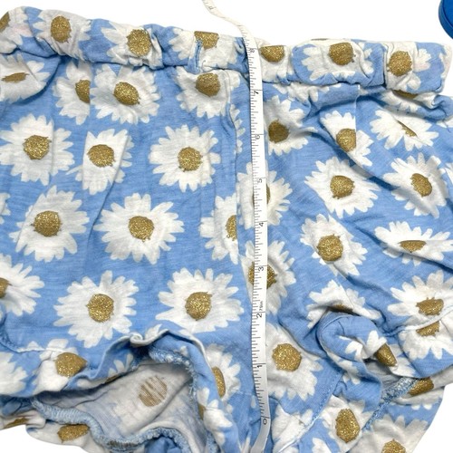 JCrew Crewcuts Shorts Girls size 8 Blue Cotton White Daisies Metallic Sparkle - Picture 5 of 7