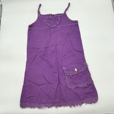Camp Beverly Hills purple girls sun dress y2k spring summer heart denim S 7/8