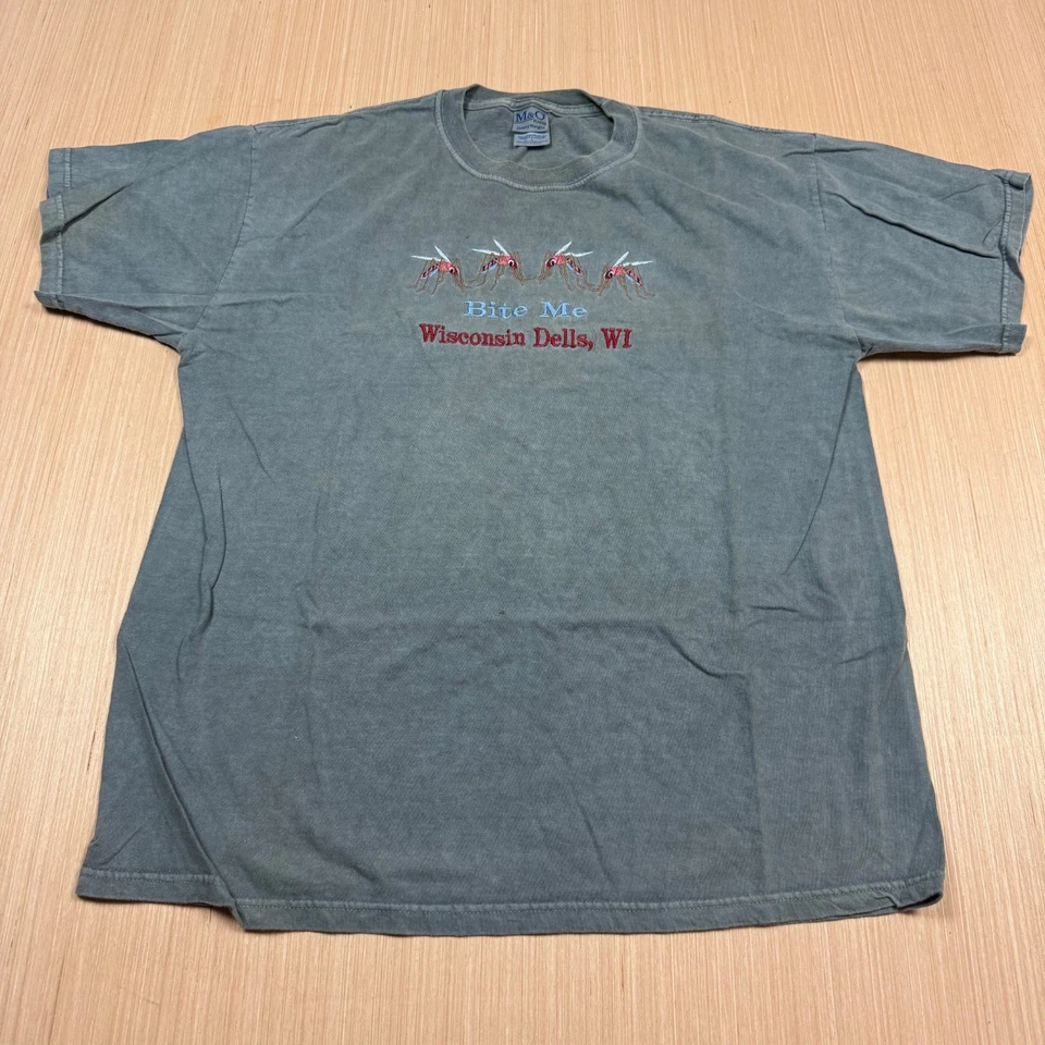 Винтажная футболка Wisconsin Dells 90-е Funny Mosquitoes Bite Me вышитая выцветшая L - Изображение 2 из 4