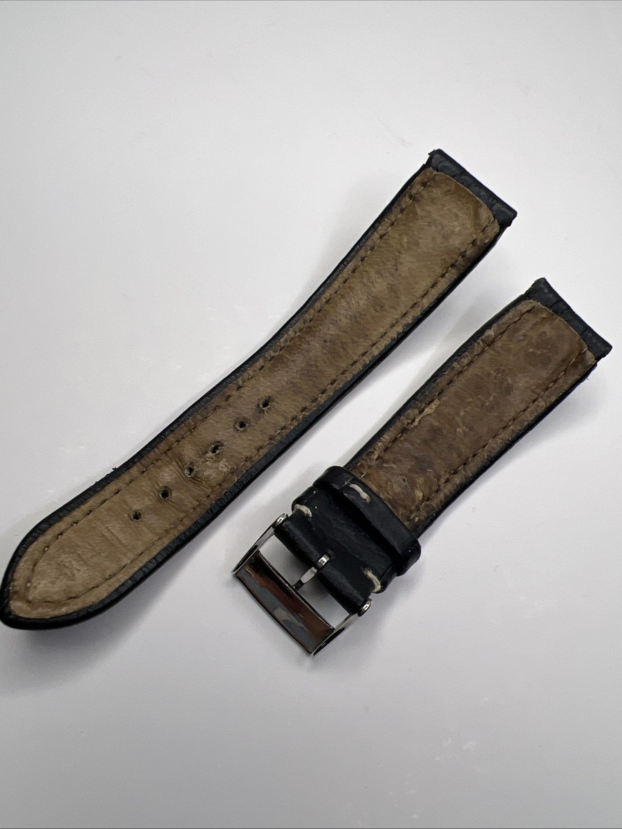 Breitling 20mm x 18mm Black Leather Watch Strap & Off White w