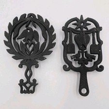 VINTAGE Cast Iron TRIVETS - Set Of 2 - Made in USA 1949 And 1951 (Bin 13)