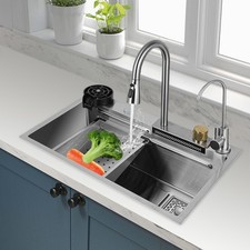 Edelstahl-allzwecksp&uuml;le K&uuml;chensp&uuml;le Mit 4 Wasser-modi 68x35x21 cm Silberfarben
