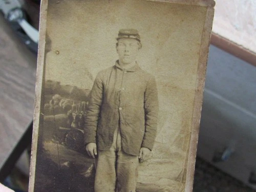 Civil War soldier before military camp Martinsburg West Virginia cdv photo