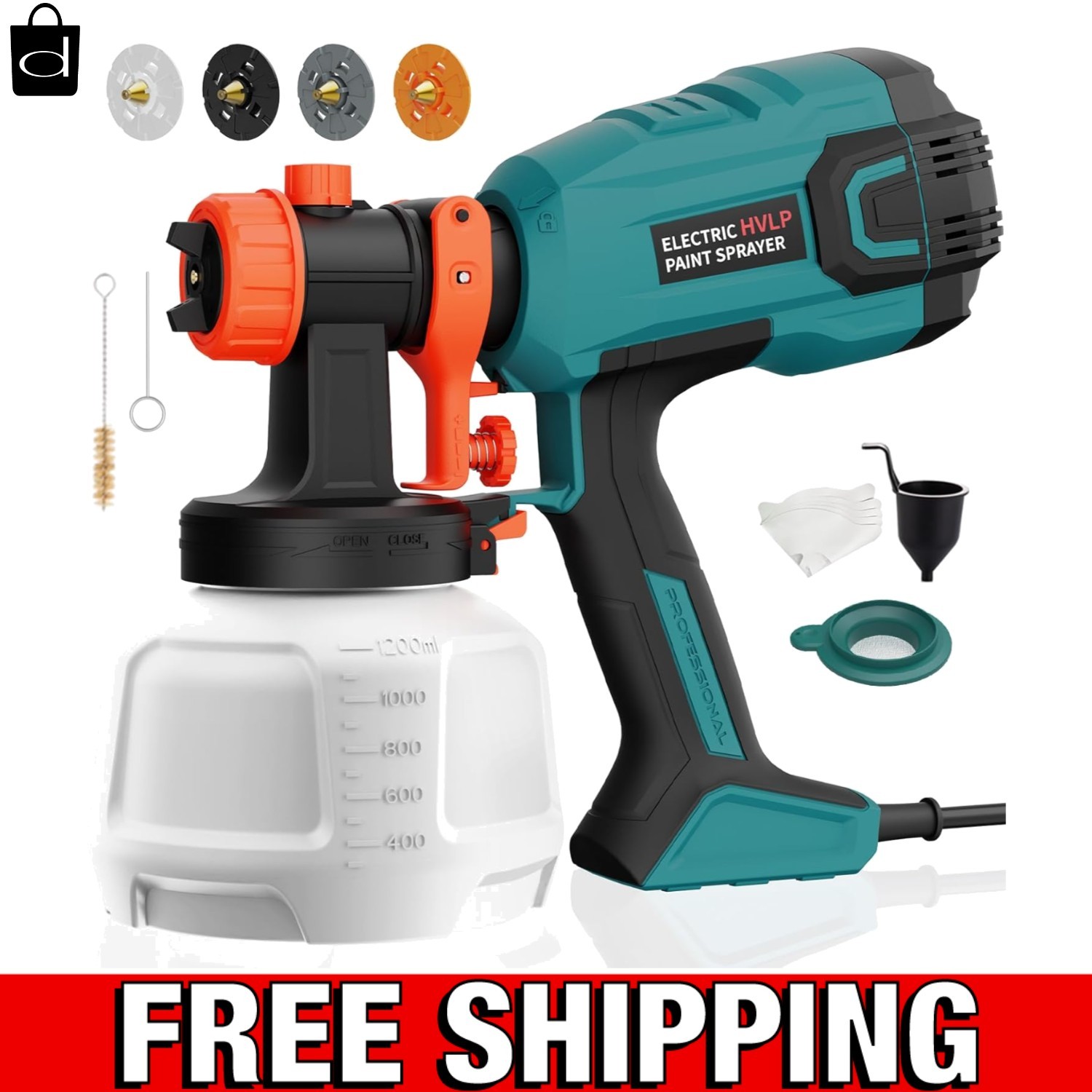 HYCHIKA Paint Sprayer, 700W HVLP Electric Paint Sprayer, 1200ML