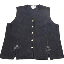 Pendleton Virgin Wool Cardigan Vest Navy Blue Gold-Tone Buttons Sweater - Medium