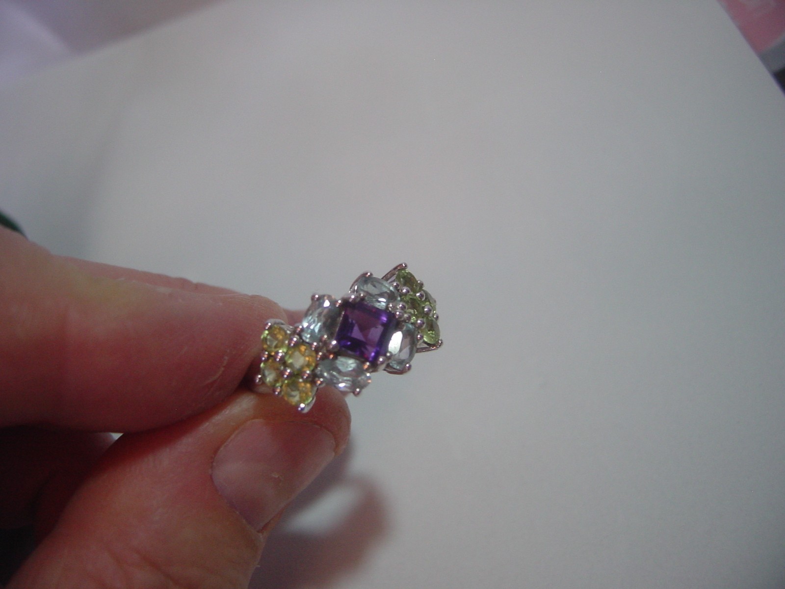 quality Solid Silver Ring-superb peridot-sky blue… - image 11