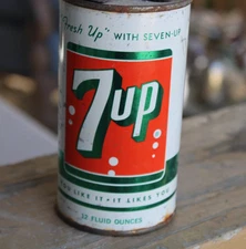 1950s era 7UP SODA Old 12 oz. Flat Top Soda Pop Can