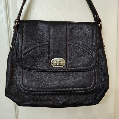 Isaac Mizrahi Live! Pebble Black Leather Full Flap Shoulder Bag NWOT QVC A211237