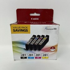 Canon Genuine Pixma CLI-281 Black/Cyan/Magenta/Yellow Ink Cartridge Set Sealed
