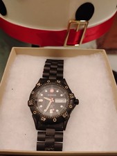 Wenger  Swiss Army Jubilee Black Titan/Stainless Steel-Date Swiss Watch#Vintage!