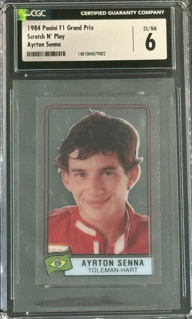Ayrton Senna 1984 Panini F1 Grand Prix Scratch N' Play RC Rookie CGC 6 EX/NM👀🐐