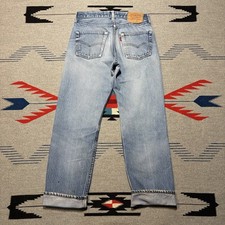 Vintage 70s Levi  s 501 Button Fly Selvedge Denim Jeans Men  s Actual Size 29x28