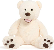 Giant Teddy Bear Stuffed Animal 39 Inch Big Plush Bear With Footprints Beige