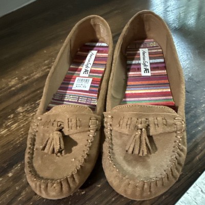 American Eagle By Boat Moccasin Flats Womens Size 9.5 Brown Slip On Comfort