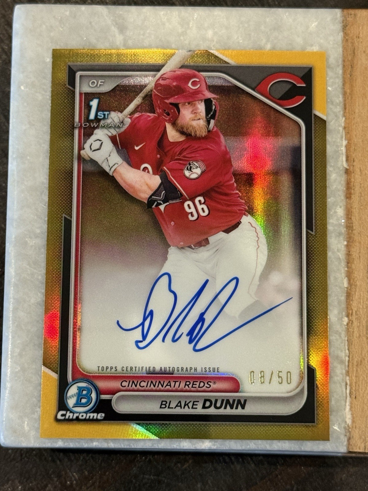 2024 Bowman Chrome Blake Dunn 1st Gold Refractor Auto #d 08/50 Investment