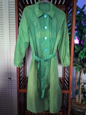 Vintage Alligator Lime Green Trench Raincoat Size 10