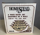 PYREX 440-48 HOMESTEAD 4 PIECE  RARE MINT BOXED UNUSED   MIXING BOWL SET