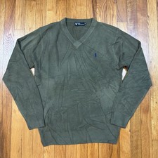 Polo Ralph Lauren Cashmere V Neck Sweater Mens M Pullover Preppy Classic Green