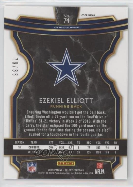 2019 Panini Select Concourse Tmall Dragon Scale Prizm /88 Ezekiel Elliott #74 - Image 2 of 2