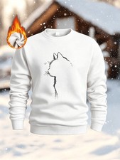 Men's -Lined Thickened Crew Neck Single-Piece Sweatshirt, Simple and Casual Da