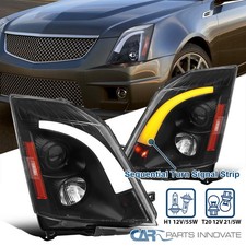 Fits 2008-2014 Cadillac Cts Projector Headlights Lamps Switchback Sequential Led