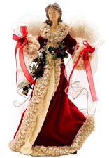 KURT ADLER 16" UL 10-LIGHT RED  IVORY ANGEL CHRISTMAS TREE TOPPER UL2218